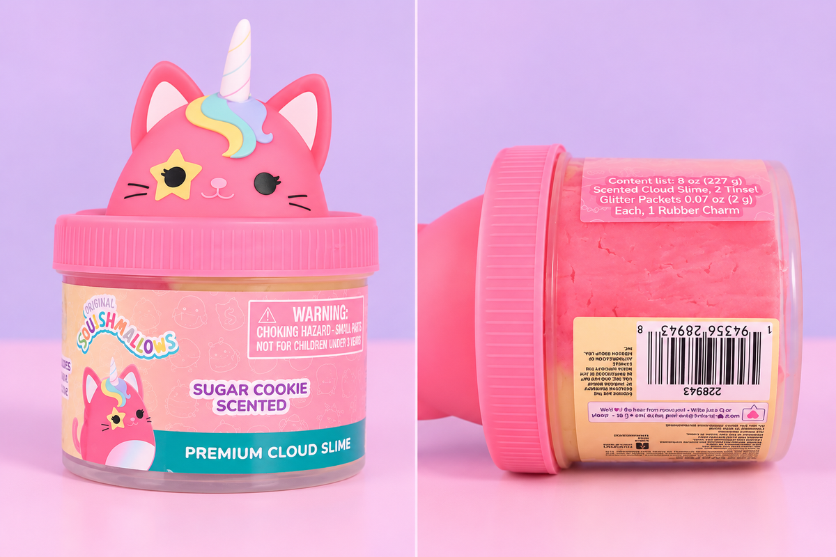 Squish, mellow sugar, cookie scented, premium cloud slime￼